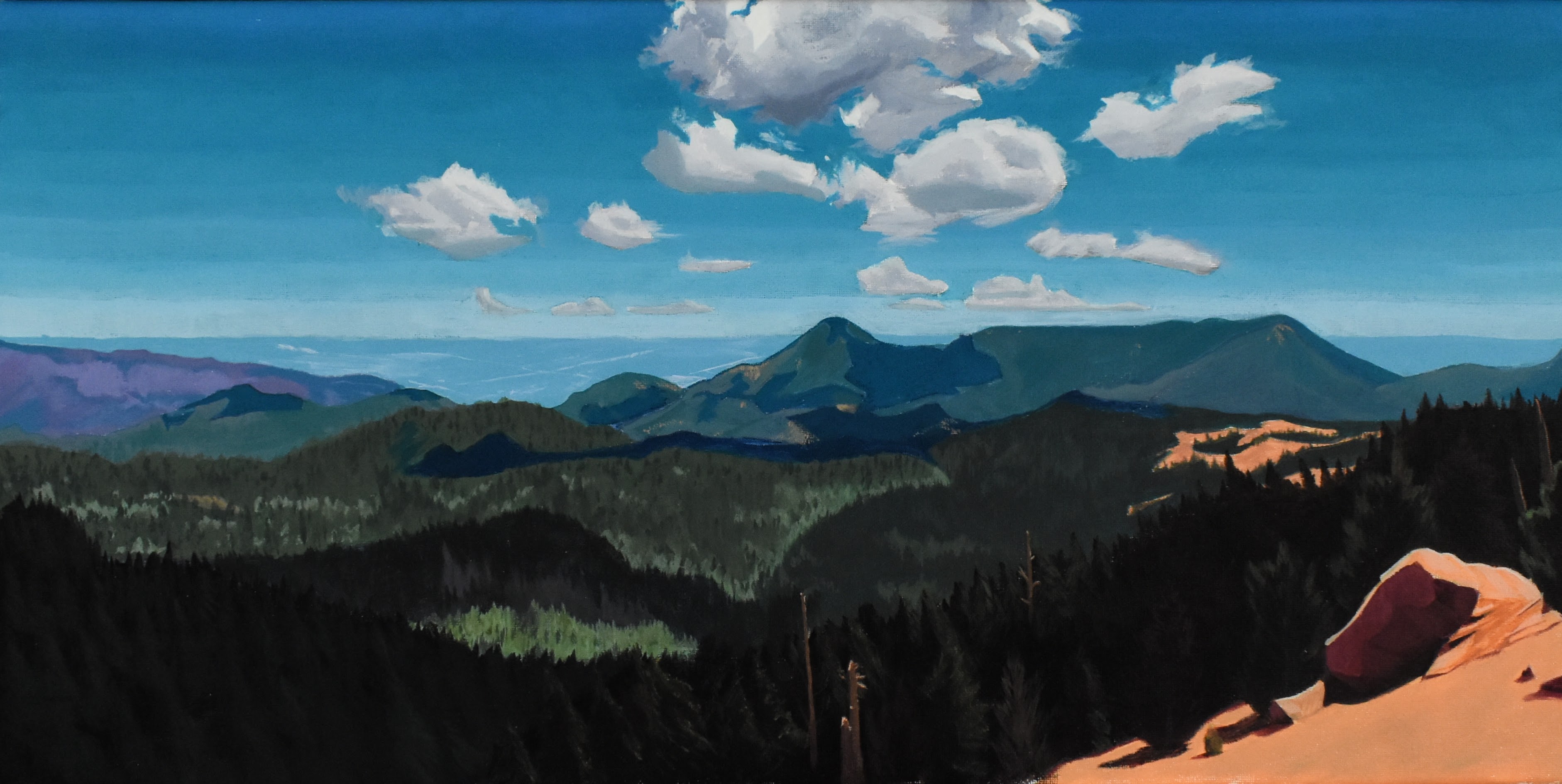 View from Cog Railway, 12" x 24" acrylic on canvas